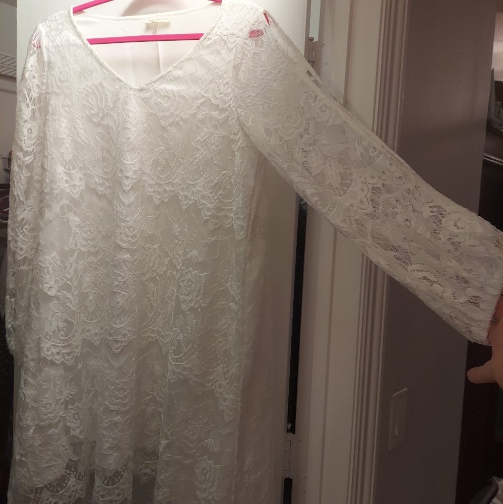 Southern fried chics white lace mini dress